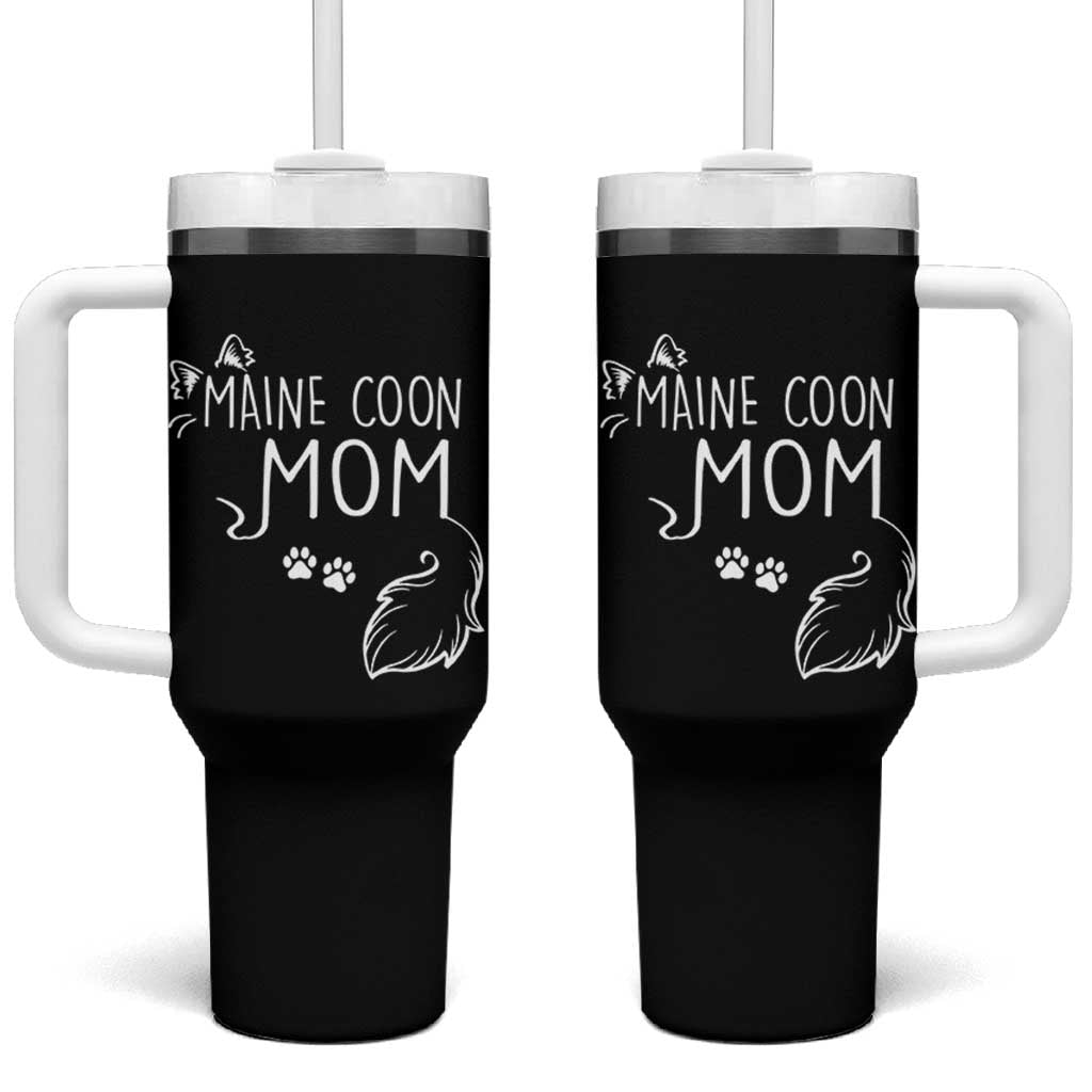 Maine Coon Mom Tumbler With Handle Large Breed Cat Lover Silhouette Gift