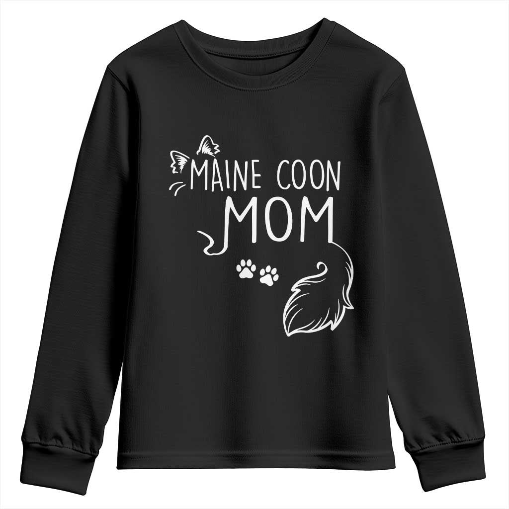 Maine Coon Mom Youth Sweatshirt Large Breed Cat Lover Silhouette Gift