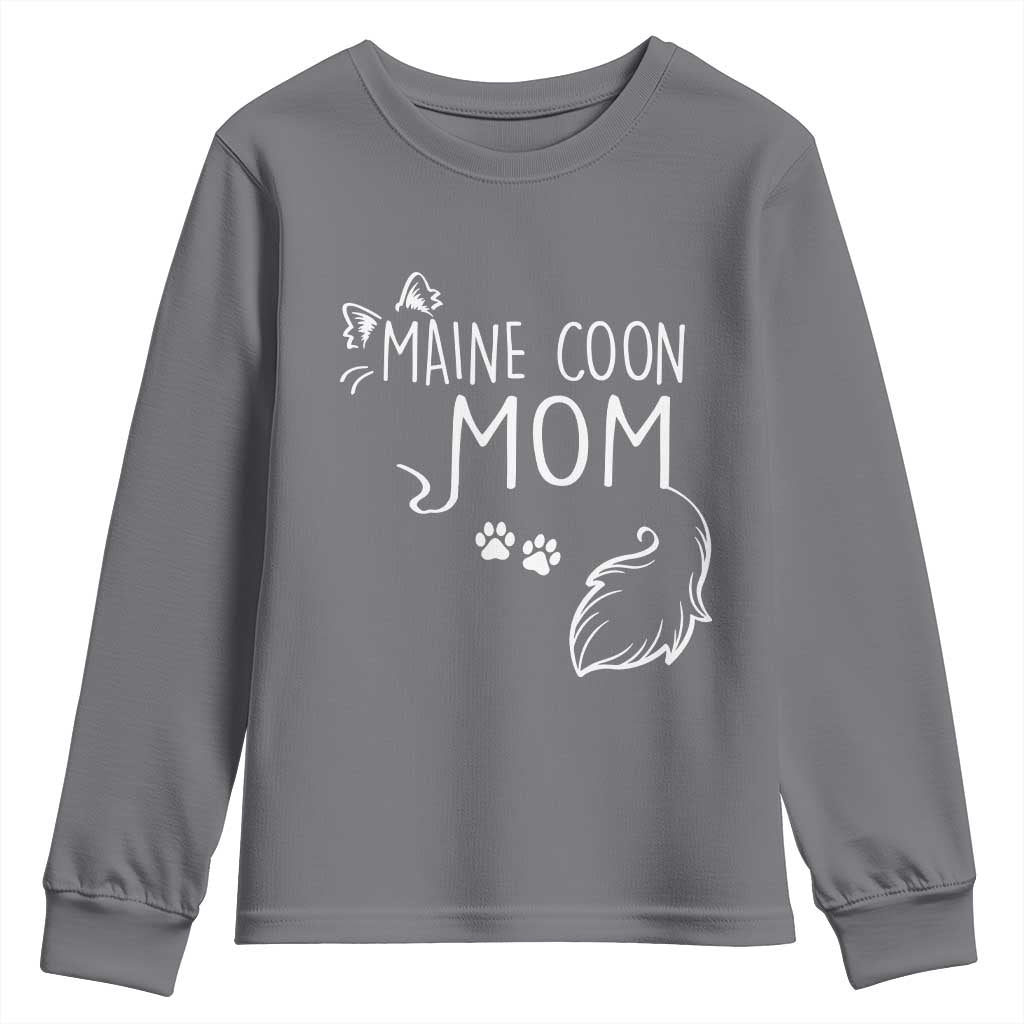 Maine Coon Mom Youth Sweatshirt Large Breed Cat Lover Silhouette Gift