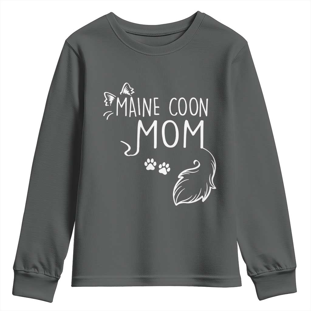 Maine Coon Mom Youth Sweatshirt Large Breed Cat Lover Silhouette Gift