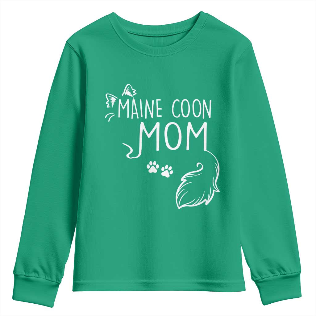 Maine Coon Mom Youth Sweatshirt Large Breed Cat Lover Silhouette Gift