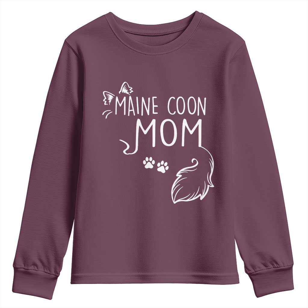 Maine Coon Mom Youth Sweatshirt Large Breed Cat Lover Silhouette Gift
