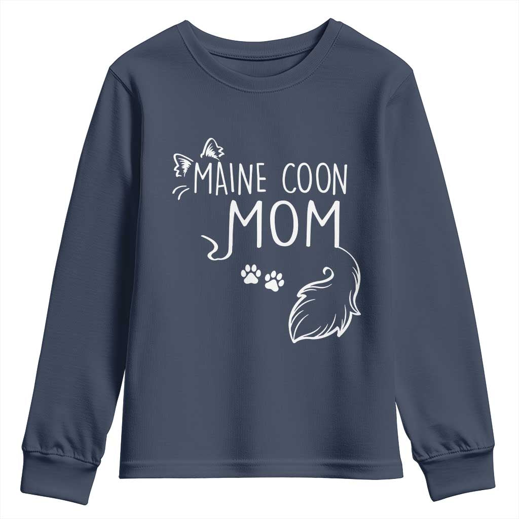 Maine Coon Mom Youth Sweatshirt Large Breed Cat Lover Silhouette Gift