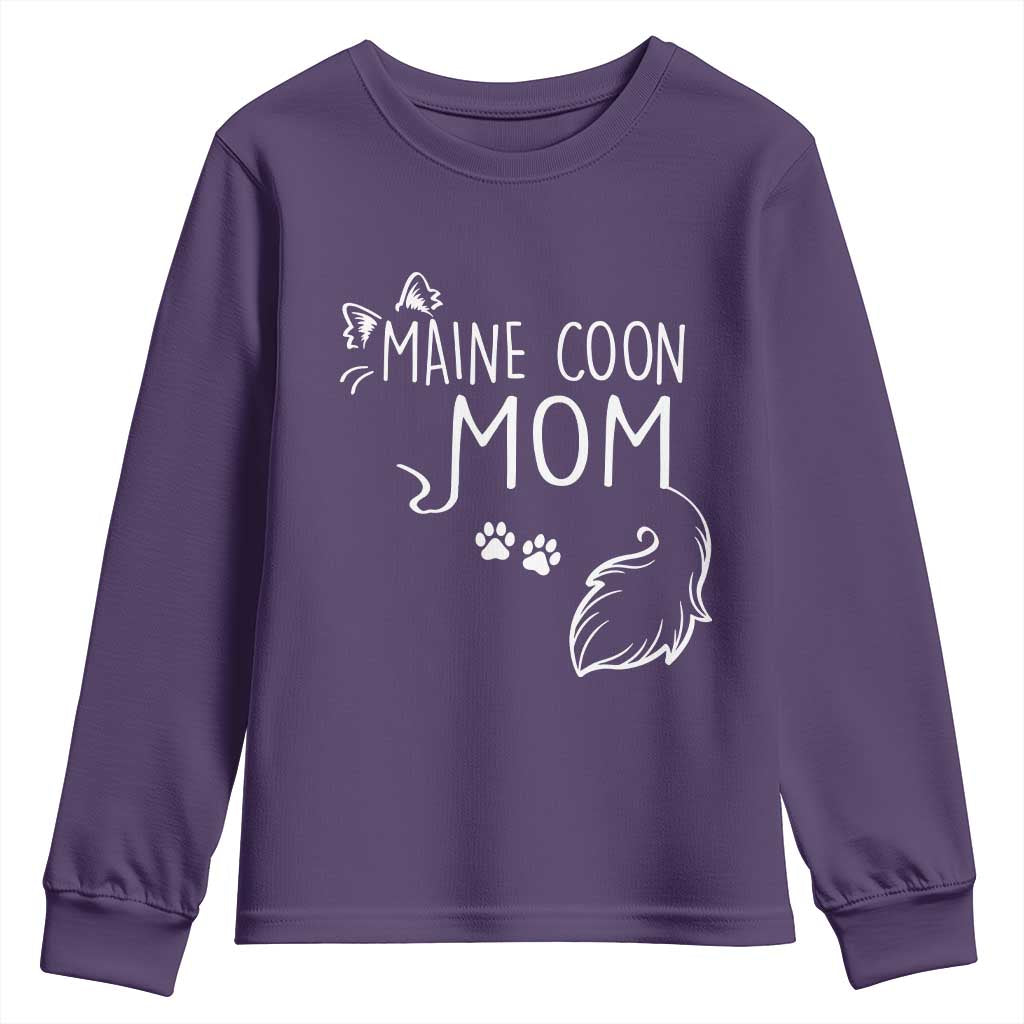 Maine Coon Mom Youth Sweatshirt Large Breed Cat Lover Silhouette Gift