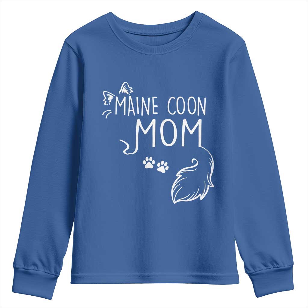Maine Coon Mom Youth Sweatshirt Large Breed Cat Lover Silhouette Gift