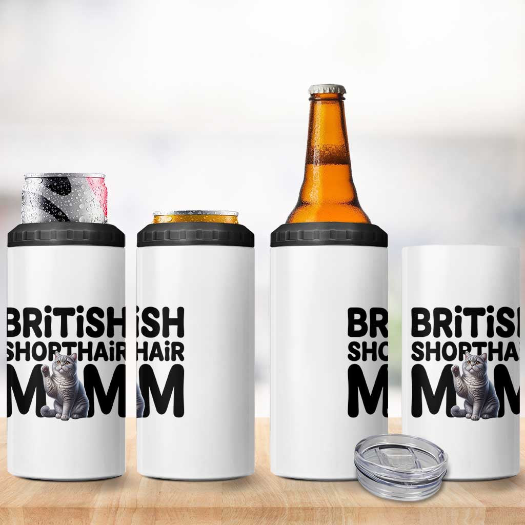 British Shorthair Mom Life 4 in 1 Can Cooler Tumbler Mothers Day Cat Mom Gift