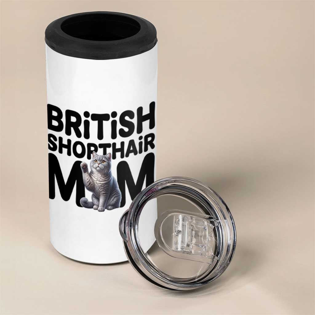British Shorthair Mom Life 4 in 1 Can Cooler Tumbler Mothers Day Cat Mom Gift