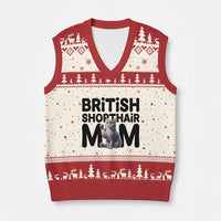 British Shorthair Mom Life V-Neck Knit Sweater Vest Mothers Day Cat Mom Gift