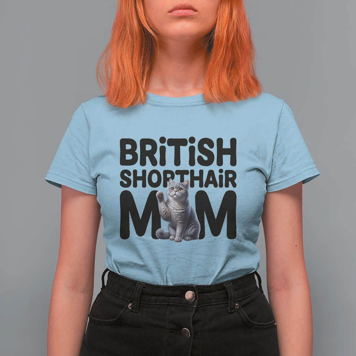 British Shorthair Mom Life T Shirt For Women Mothers Day Cat Mom Gift