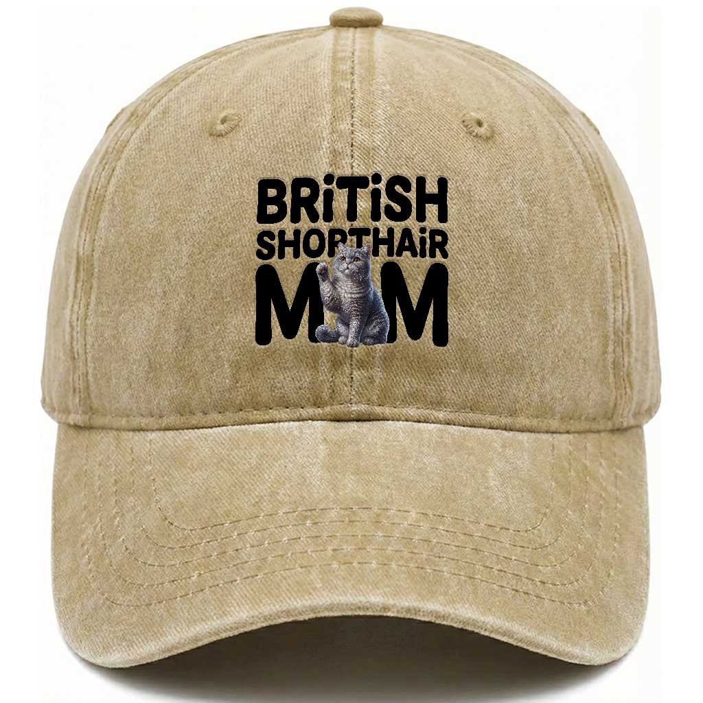 British Shorthair Mom Life Washed Cotton Baseball Cap Mothers Day Cat Mom Gift