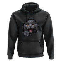 Cute British Shorthair Cat Peeking Through Cracked Wall Hoodie