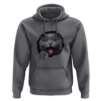 Cute British Shorthair Cat Peeking Through Cracked Wall Hoodie