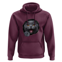 Cute British Shorthair Cat Peeking Through Cracked Wall Hoodie