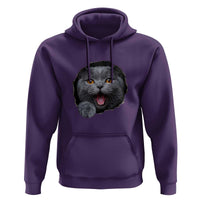Cute British Shorthair Cat Peeking Through Cracked Wall Hoodie