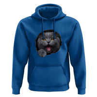Cute British Shorthair Cat Peeking Through Cracked Wall Hoodie