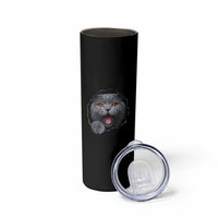 Cute British Shorthair Cat Peeking Through Cracked Wall Skinny Tumbler