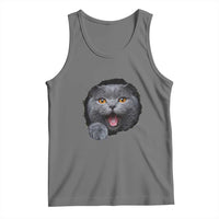 Cute British Shorthair Cat Peeking Through Cracked Wall Tank Top