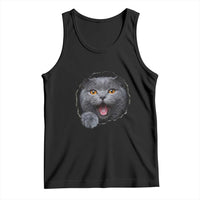 Cute British Shorthair Cat Peeking Through Cracked Wall Tank Top