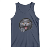 Cute British Shorthair Cat Peeking Through Cracked Wall Tank Top