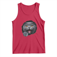Cute British Shorthair Cat Peeking Through Cracked Wall Tank Top