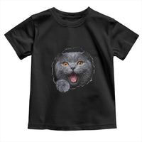 Cute British Shorthair Cat Peeking Through Cracked Wall Toddler T Shirt