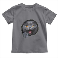 Cute British Shorthair Cat Peeking Through Cracked Wall Toddler T Shirt
