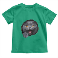 Cute British Shorthair Cat Peeking Through Cracked Wall Toddler T Shirt
