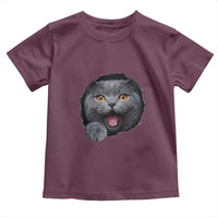 Cute British Shorthair Cat Peeking Through Cracked Wall Toddler T Shirt