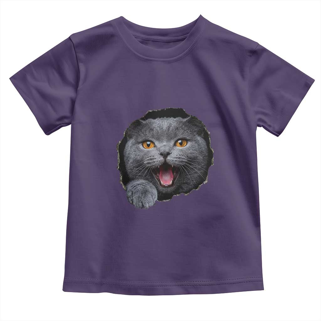 Cute British Shorthair Cat Peeking Through Cracked Wall Toddler T Shirt