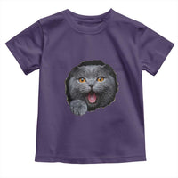 Cute British Shorthair Cat Peeking Through Cracked Wall Toddler T Shirt