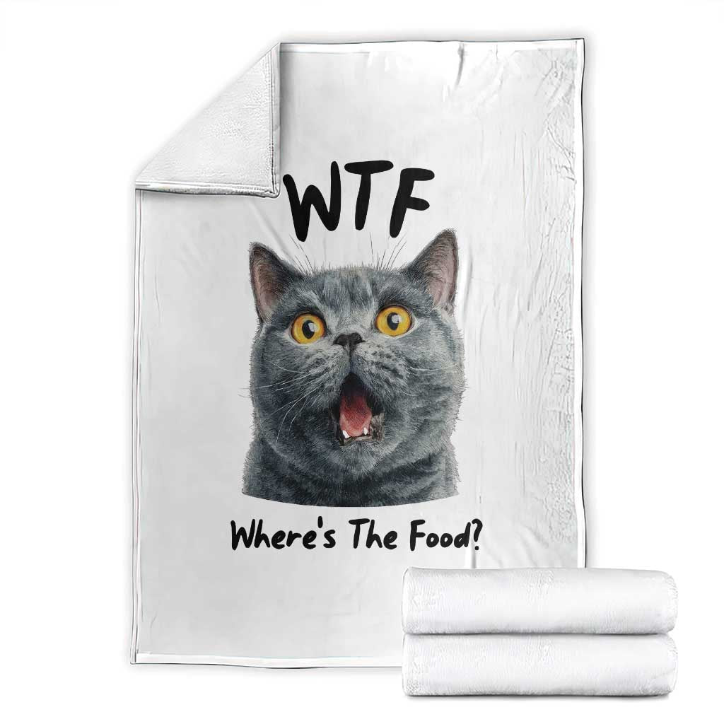 Funny Shocked British Shorthair Cat Throw Blanket Where Is The Food