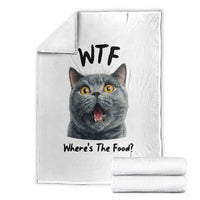 Funny Shocked British Shorthair Cat Throw Blanket Where Is The Food