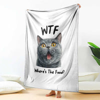 Funny Shocked British Shorthair Cat Throw Blanket Where Is The Food