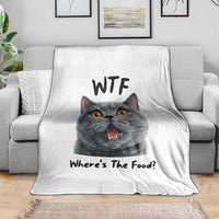 Funny Shocked British Shorthair Cat Throw Blanket Where Is The Food