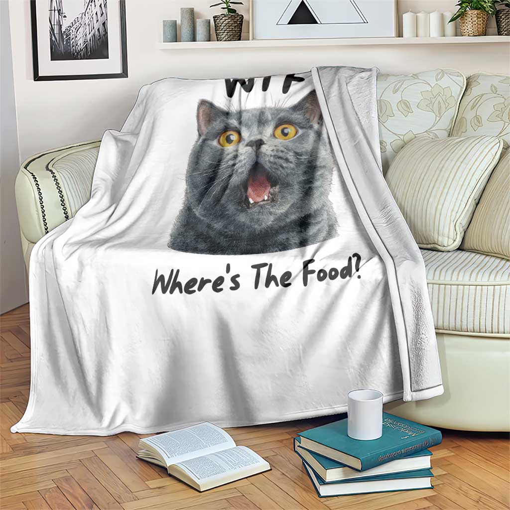 Funny Shocked British Shorthair Cat Throw Blanket Where Is The Food