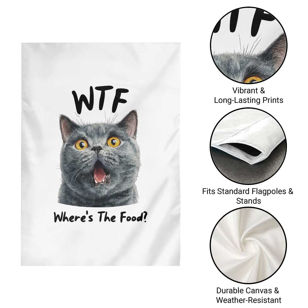 Funny Shocked British Shorthair Cat Garden Flag Where Is The Food