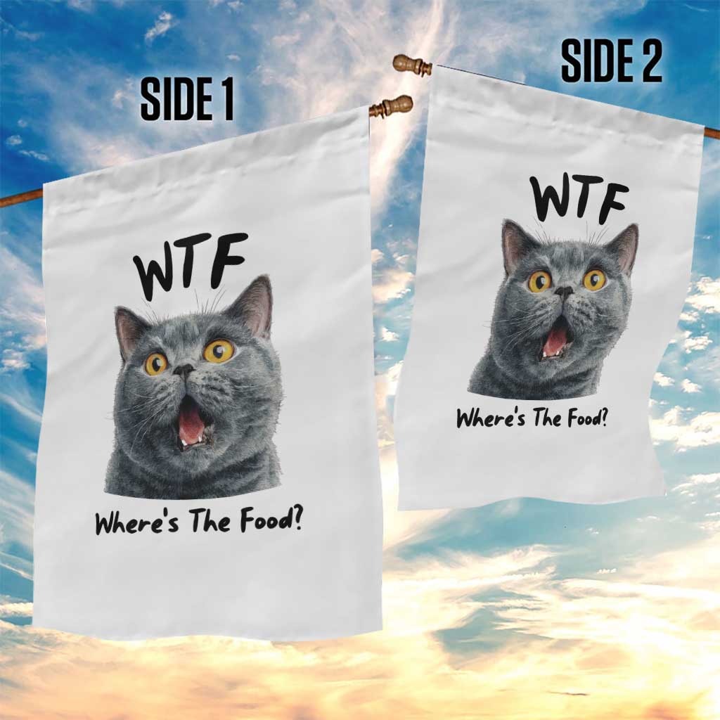 Funny Shocked British Shorthair Cat Garden Flag Where Is The Food
