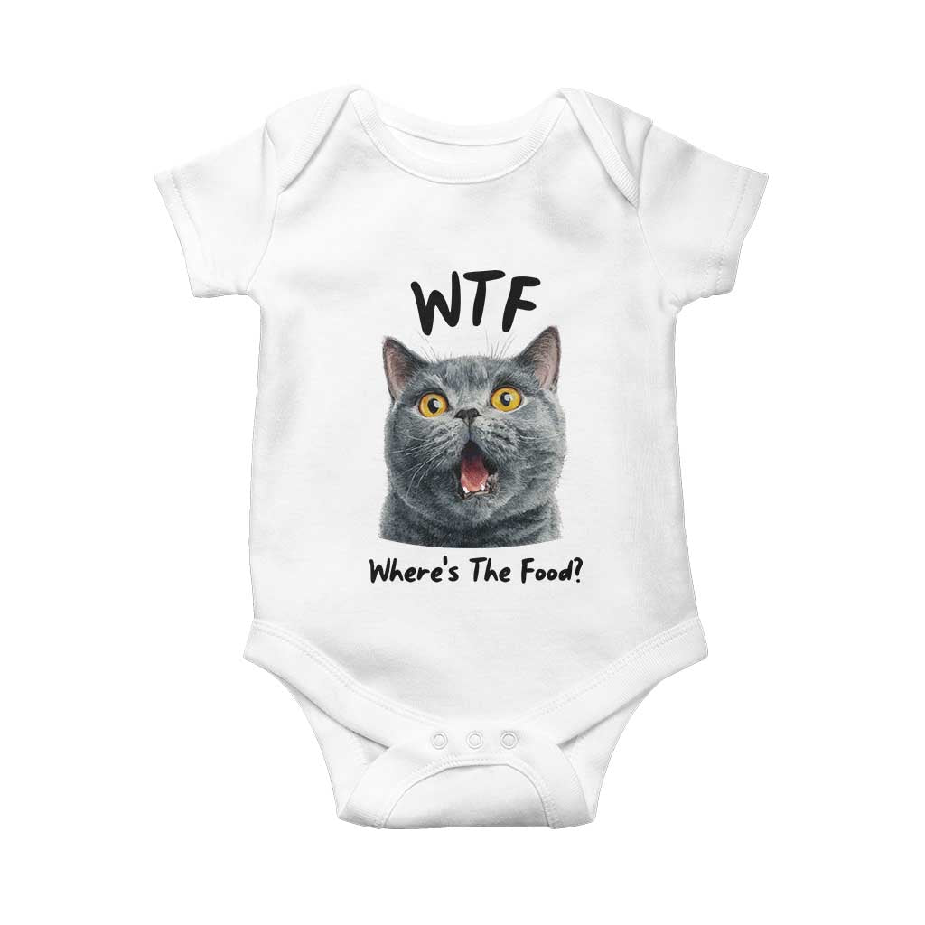 Funny Shocked British Shorthair Cat Baby Onesie Where Is The Food