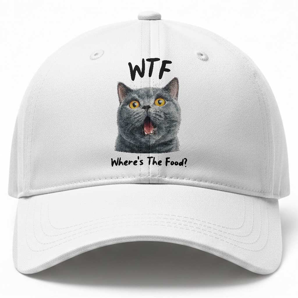 Funny Shocked British Shorthair Cat Baseball Cap Where Is The Food