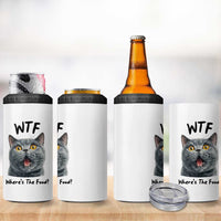 Funny Shocked British Shorthair Cat 4 in 1 Can Cooler Tumbler Where Is The Food