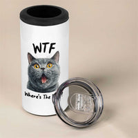 Funny Shocked British Shorthair Cat 4 in 1 Can Cooler Tumbler Where Is The Food