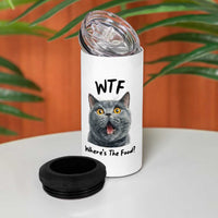Funny Shocked British Shorthair Cat 4 in 1 Can Cooler Tumbler Where Is The Food