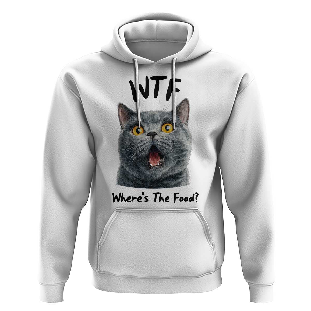 Funny Shocked British Shorthair Cat Hoodie Where Is The Food