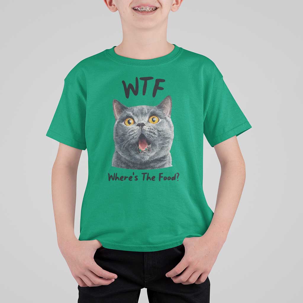 Funny Shocked British Shorthair Cat T Shirt For Kid Where Is The Food