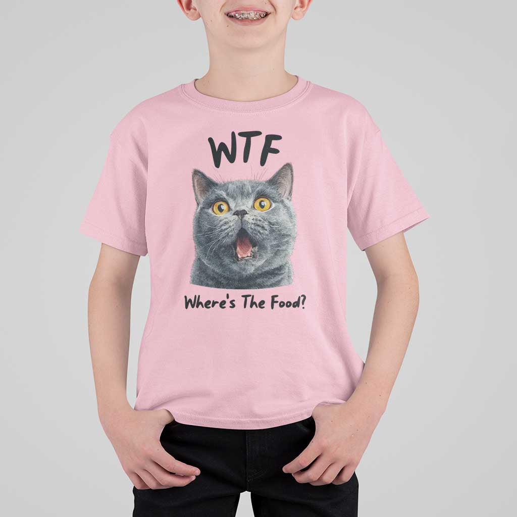 Funny Shocked British Shorthair Cat T Shirt For Kid Where Is The Food