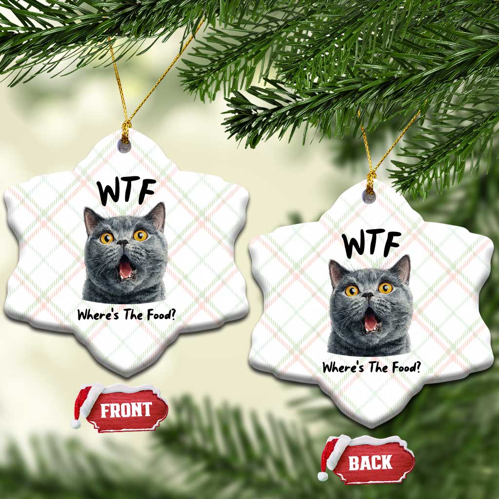 Funny Shocked British Shorthair Cat Ceramic Ornament Where Is The Food