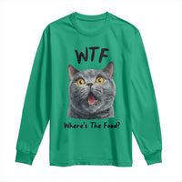Funny Shocked British Shorthair Cat Long Sleeve Shirt Where Is The Food