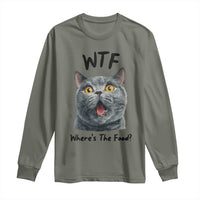 Funny Shocked British Shorthair Cat Long Sleeve Shirt Where Is The Food