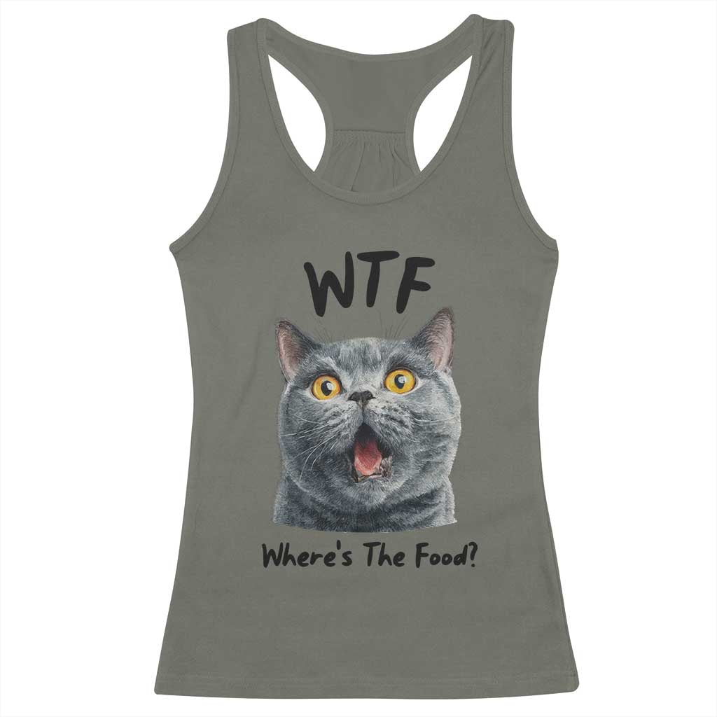 Funny Shocked British Shorthair Cat Racerback Tank Top Where Is The Food