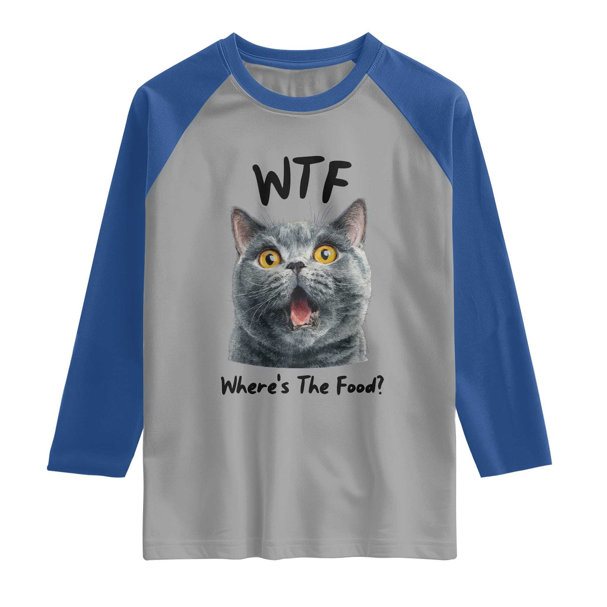 Funny Shocked British Shorthair Cat Raglan Shirt Where Is The Food